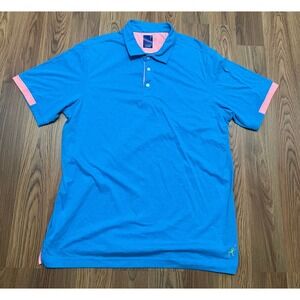 Retro Colorblock Polo Shirt Mens Extra Large Blue Pink Contrast Trim Michael's